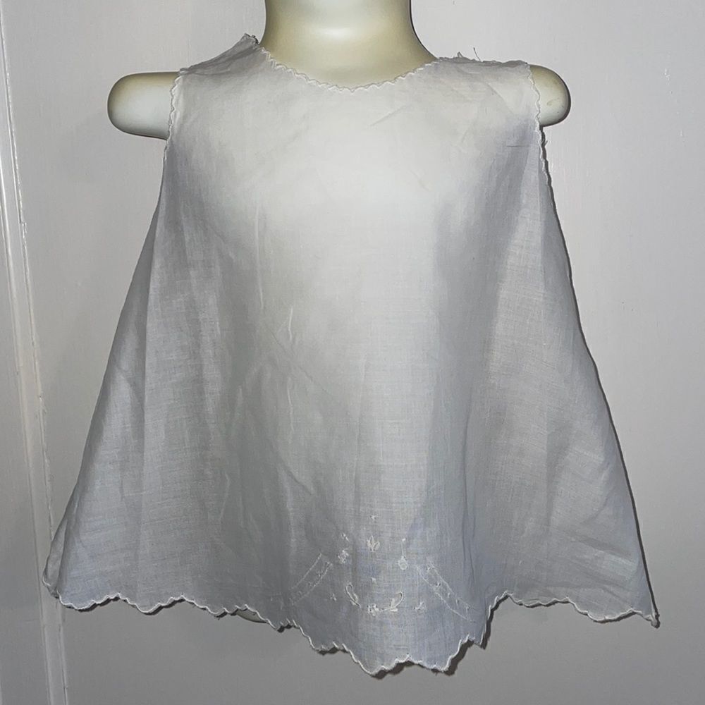 Vtg 60s white cotton lawn semi sheer baby girl slip